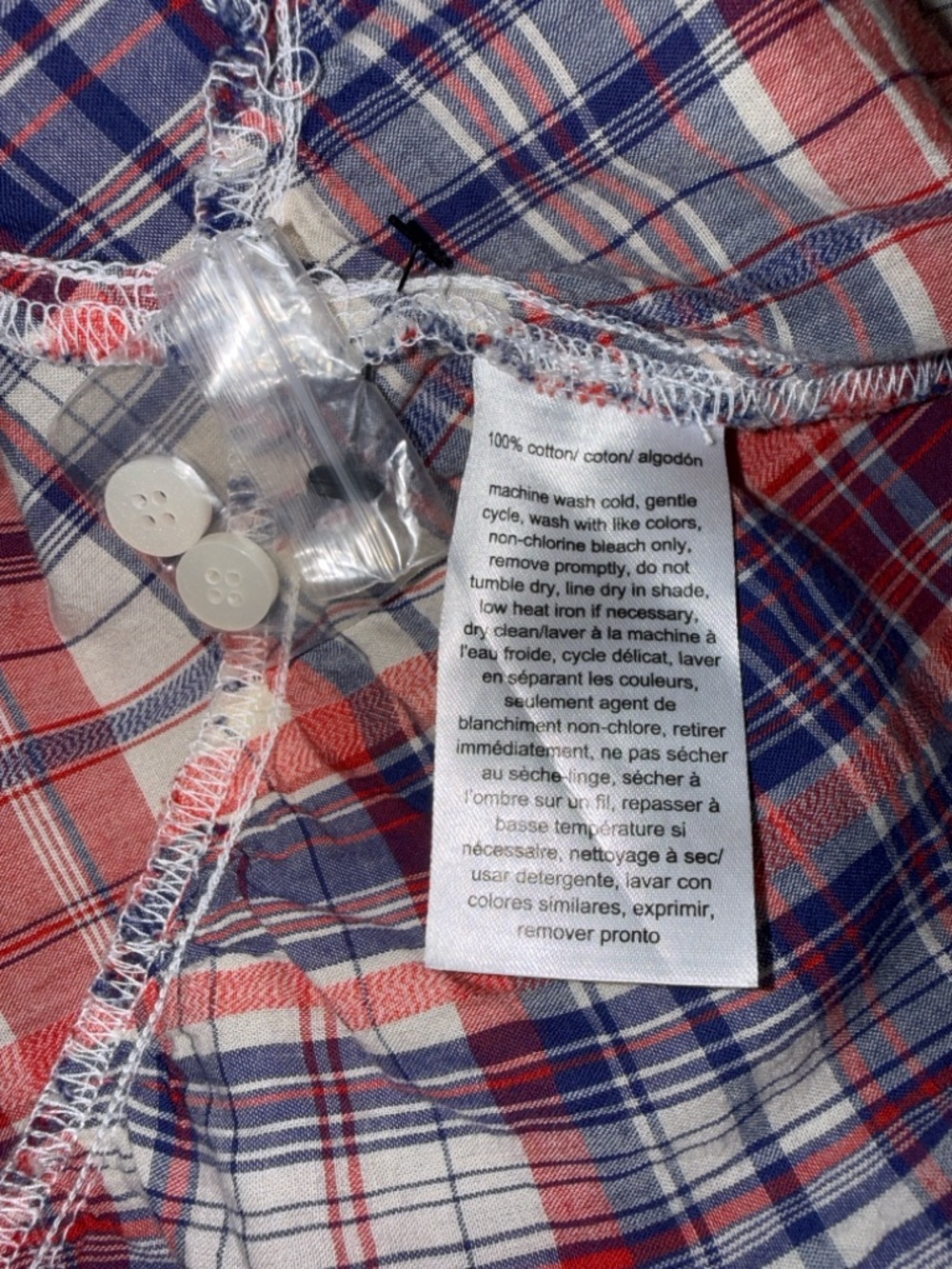 Tommy Hilfiger Red Navy White Plaid Button-Up Shirt - Picture 6 of 6